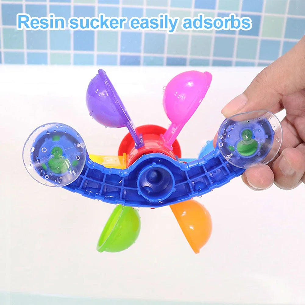 Colorful Water Wheel Bathing Sucker Bathtub Water Spray Play Set Shower Sprinkler Toy Baby Bath Toys For Kids Toddler Gifts