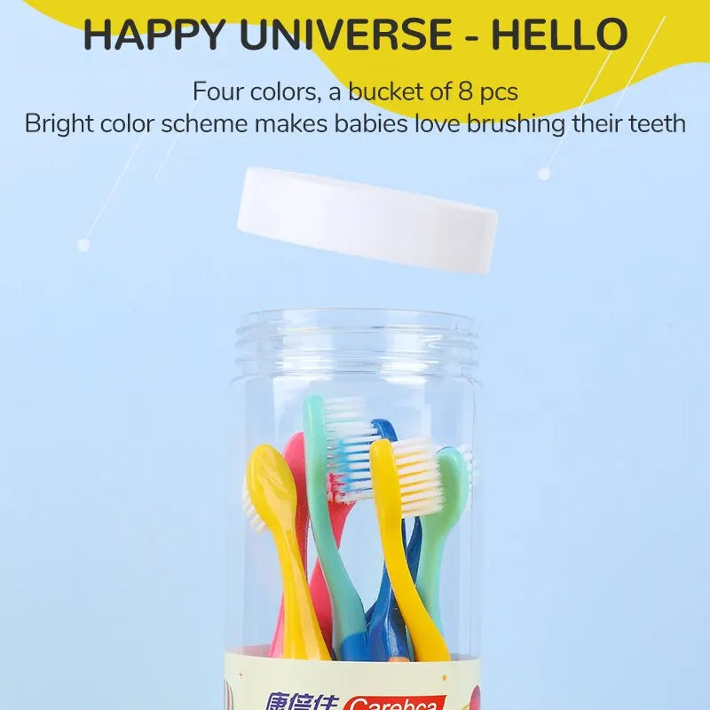 Children's Soft Bristle Toothbrush, Bucket Pack of 8 Pieces, 2-12 Year Old Baby Toothbrush, Change Period Toothbrush for Kids