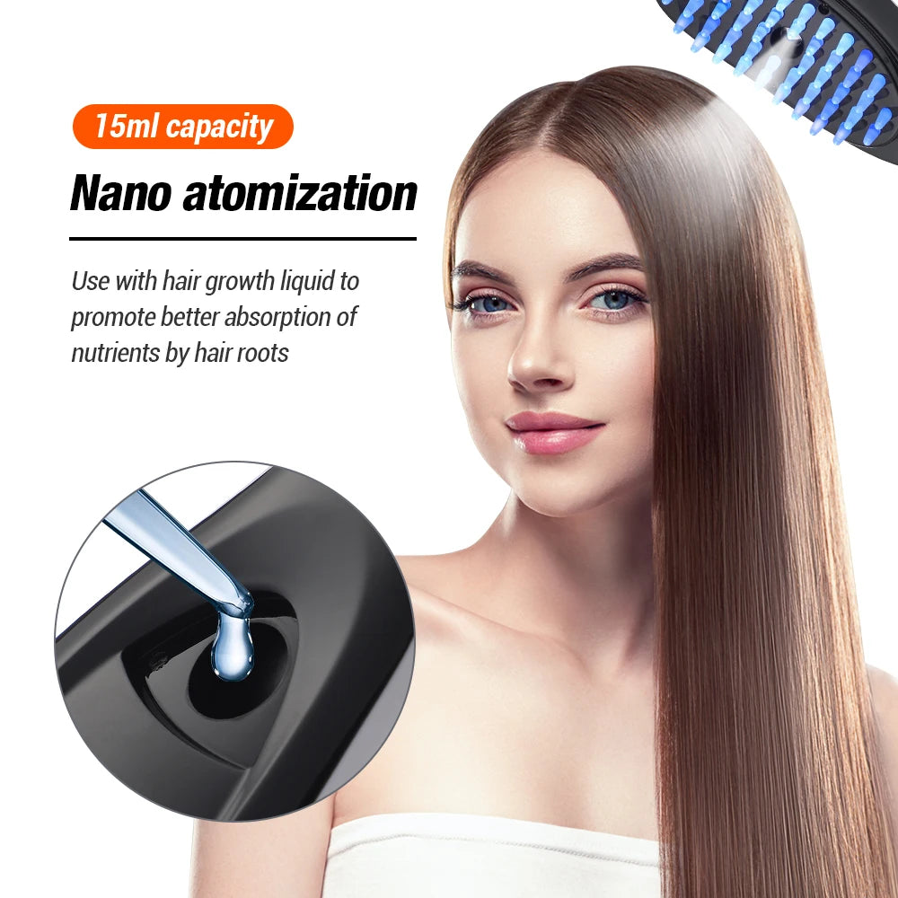 Electric Spray Massage Comb Hair Growth Vibration Head Massager Red and Blue Light Growth Comb Scalp Applicator Atomizing Comb