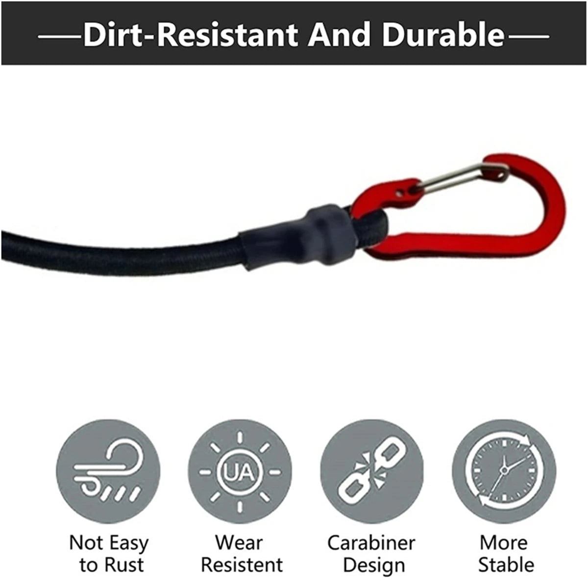 Heavy Duty Bungee Cord Elastic Tie Strap String Carabiner Hooks Kayak Cycling Luggage Packing Ropes Camping  Accessories