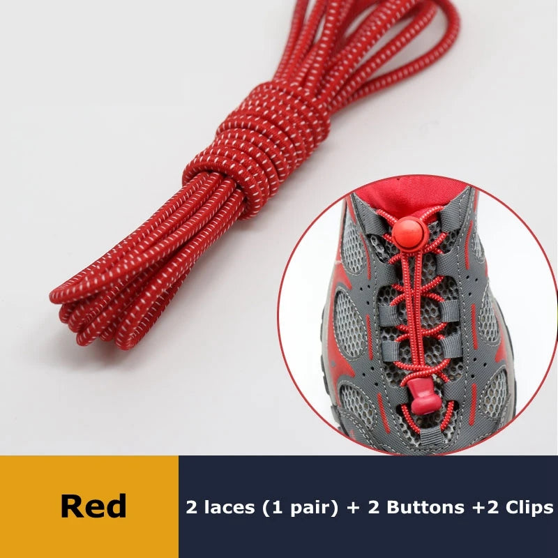 1Pair Shoelaces for Sneaker Elastic No Tie Shoe Laces Stretching Lock Lazy Laces Quick Rubber Shoelace Round Shoestrings