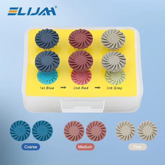 6Pcs/Box Dental Rubber Polisher Composite Resin Polishing  Disc 14mm Wheel 3 Colors Spiral Flex Brush Dentistry Lab Tool