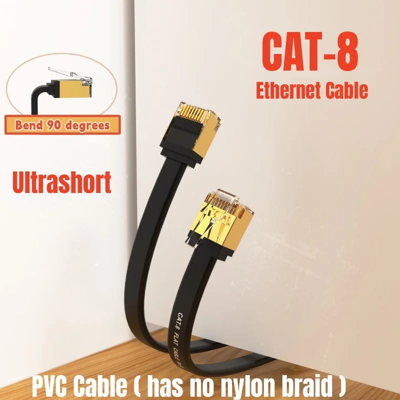 MIZIQIER CAT8 Ethernet Cable 40Gbps 2000MHz CAT 8 Networking Cotton Braided Internet Lan Cord for Laptops PS 4 Router RJ45 Cable