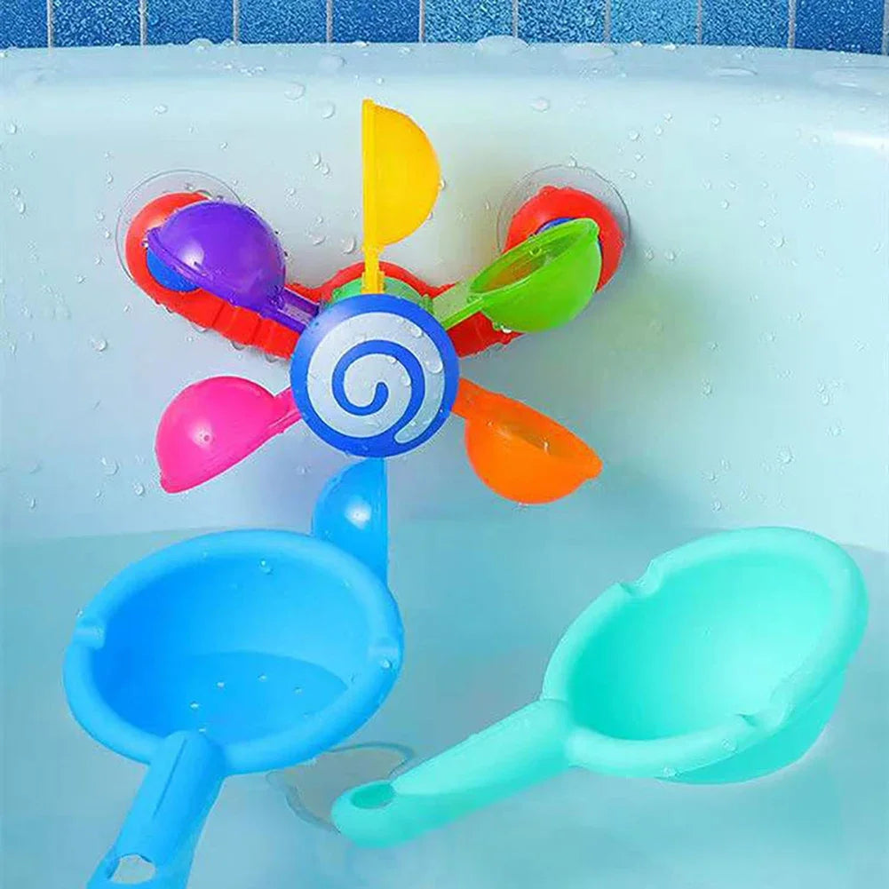 Colorful Water Wheel Bathing Sucker Bathtub Water Spray Play Set Shower Sprinkler Toy Baby Bath Toys For Kids Toddler Gifts