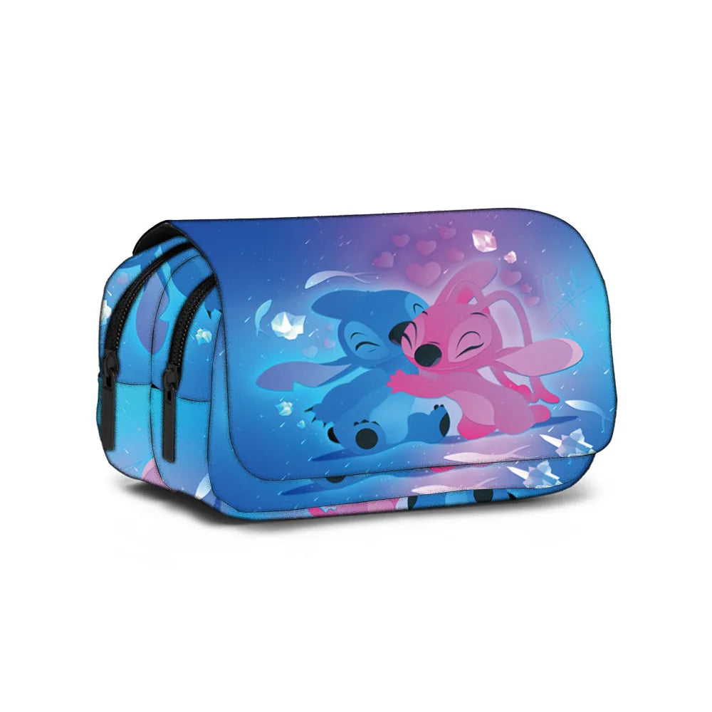 Stitch Fully Printed Flap Pen Bag Stationery Box Pencil Case Primary and Secondary School Girls Anime Kawaii