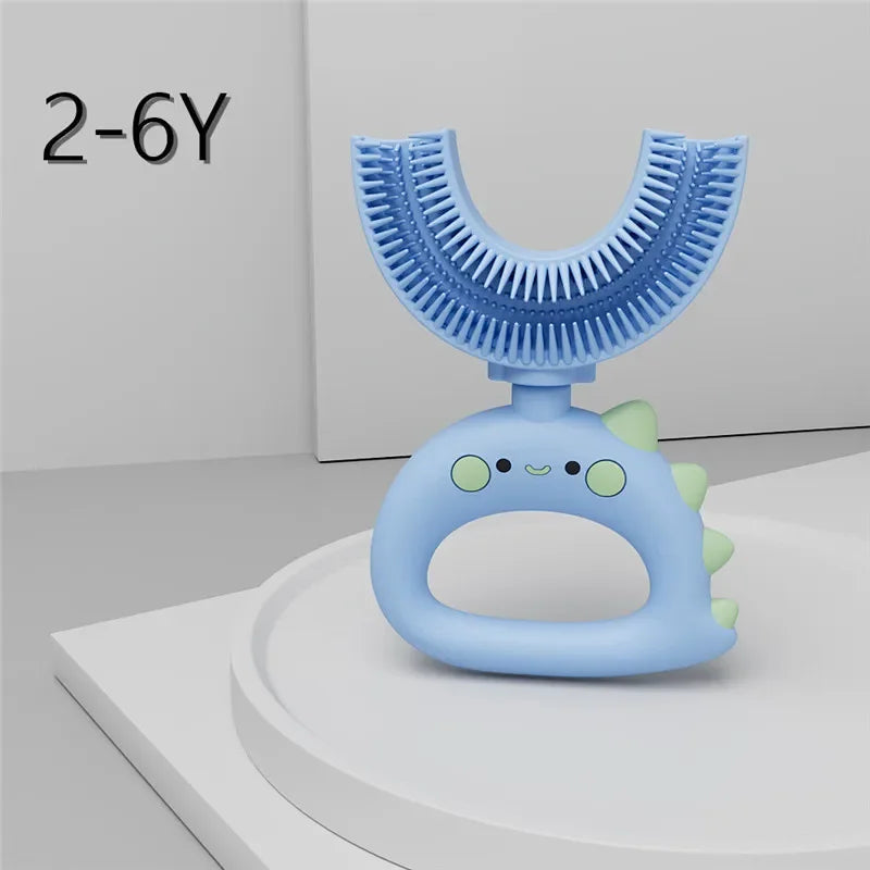 360 Degree U-shaped Baby Toothbrush Cute Cartoon Children Teethbrush Oral Care Cleaning Brush Silicone Kids Toothbrush Oral Tool