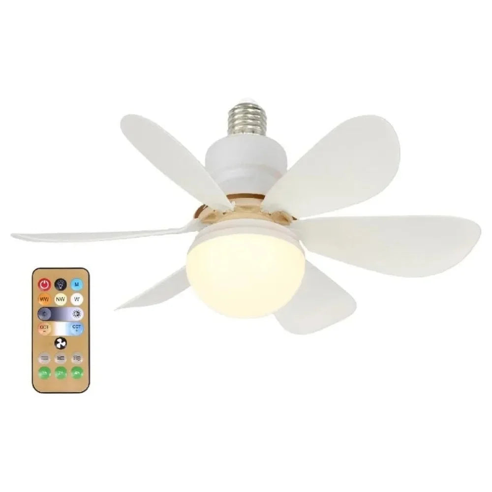 LED 40W ceiling fan light E27 with remote control for dimming, suitable for living room, study, household use, 85-265V