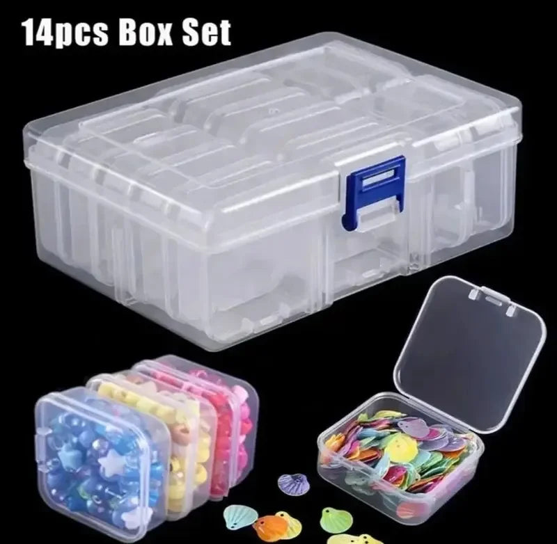 Transparent Plastic Box, Packaging Box, Female Jewelry Portable Handheld Diy Handmade Material Desktop Storage Set Box