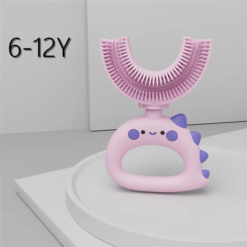 360 Degree U-shaped Baby Toothbrush Cute Cartoon Children Teethbrush Oral Care Cleaning Brush Silicone Kids Toothbrush Oral Tool