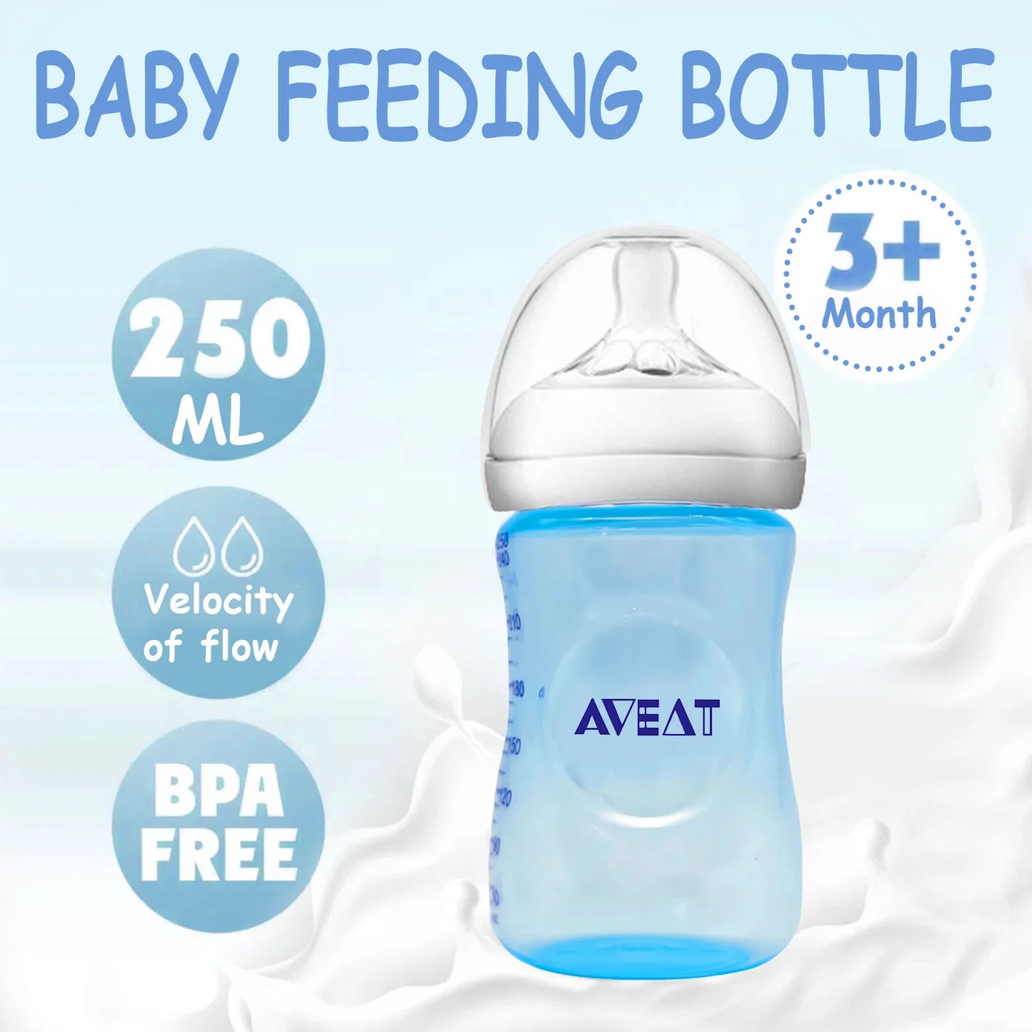 1PCS 150/250 ml baby petal-shaped pacifier feeding bottle, 5.5 cm caliber, PP bottle, drop resistant