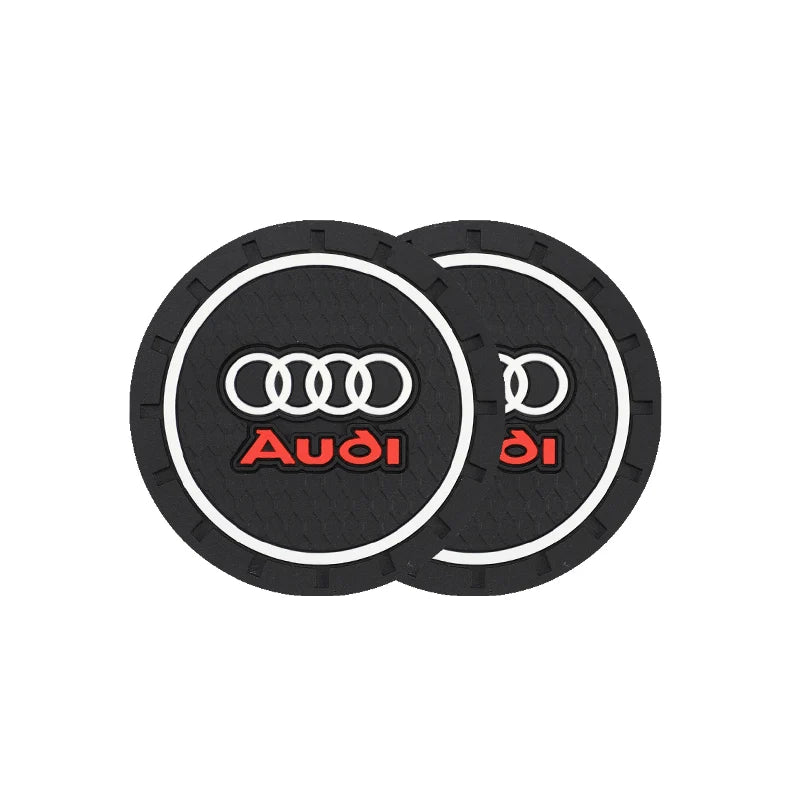 2Pcs Leather Coaster Anti-noise Water Cup Pad Cushion For Audi Sline A3 A1 A4 A6 B8 A5 B7 C7 A7 A8 B9 B6 C6 Q2 Q3 Q5 Q7 Q8 TT S3