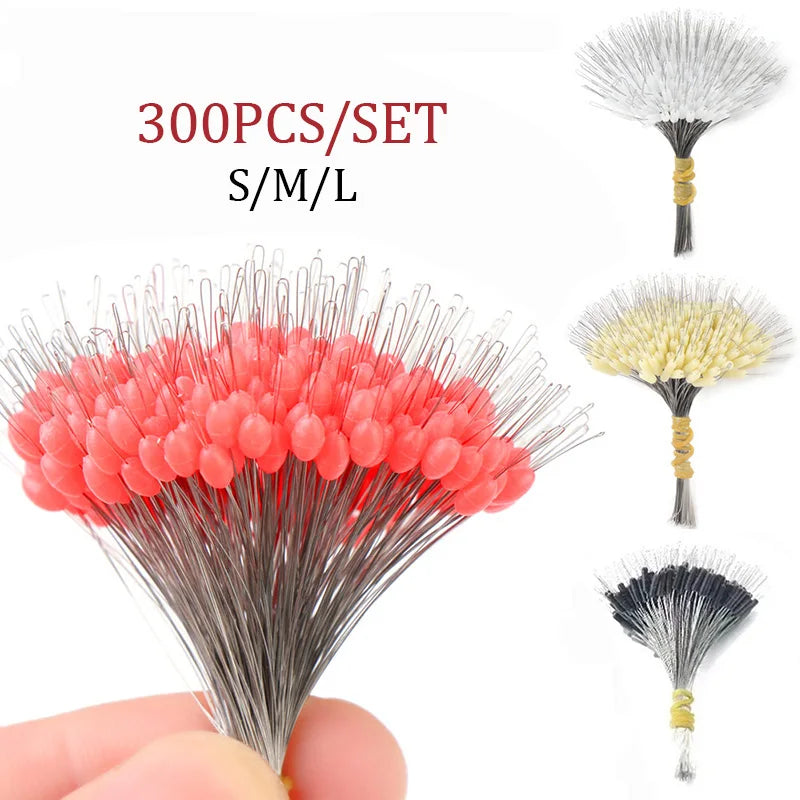 300Pcs Silicone Space Bean Oval Stopper Bobber Profession Fishing Float Resistance Anti-Strand Fish Line Fishing Gear