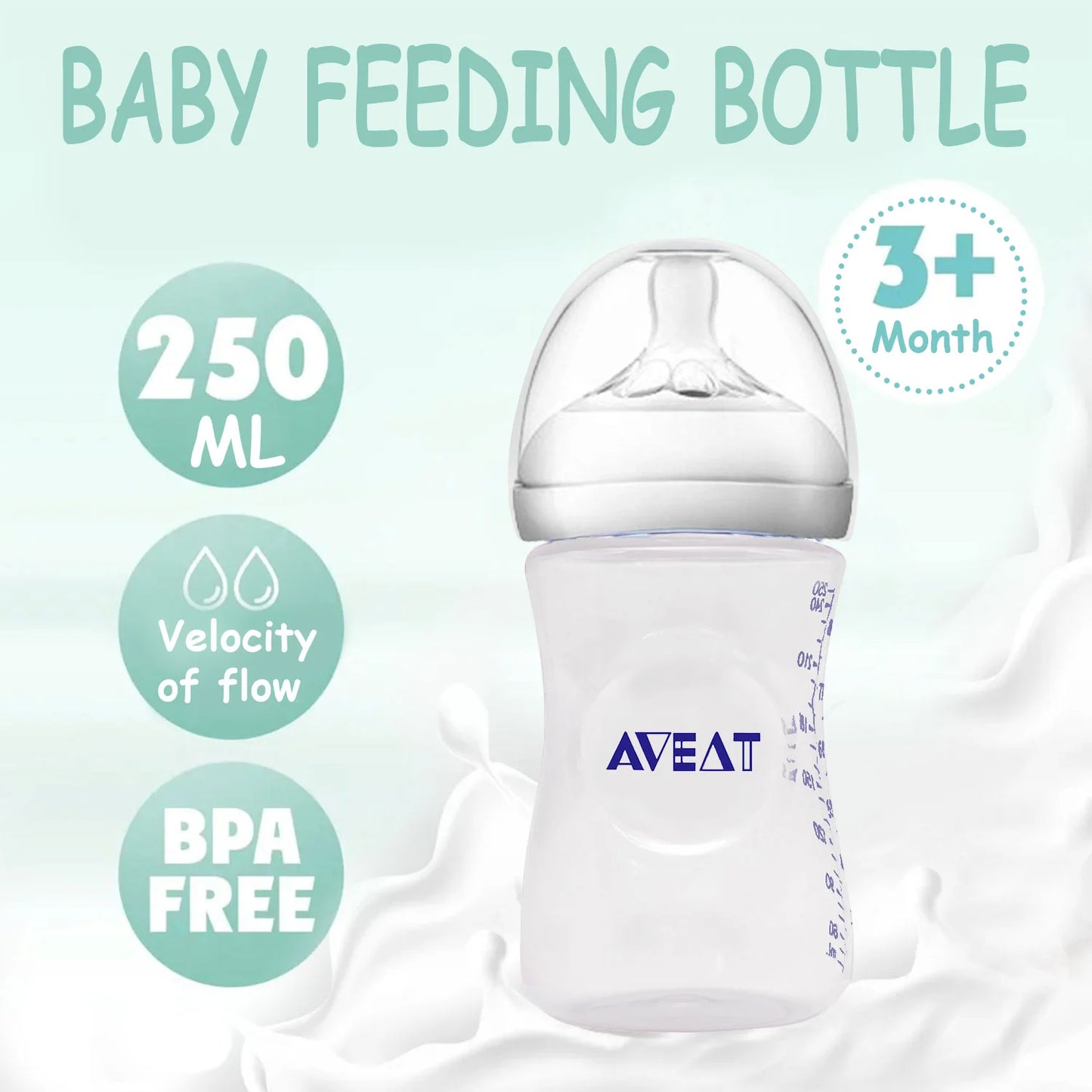 1PCS 150/250 ml baby petal-shaped pacifier feeding bottle, 5.5 cm caliber, PP bottle, drop resistant