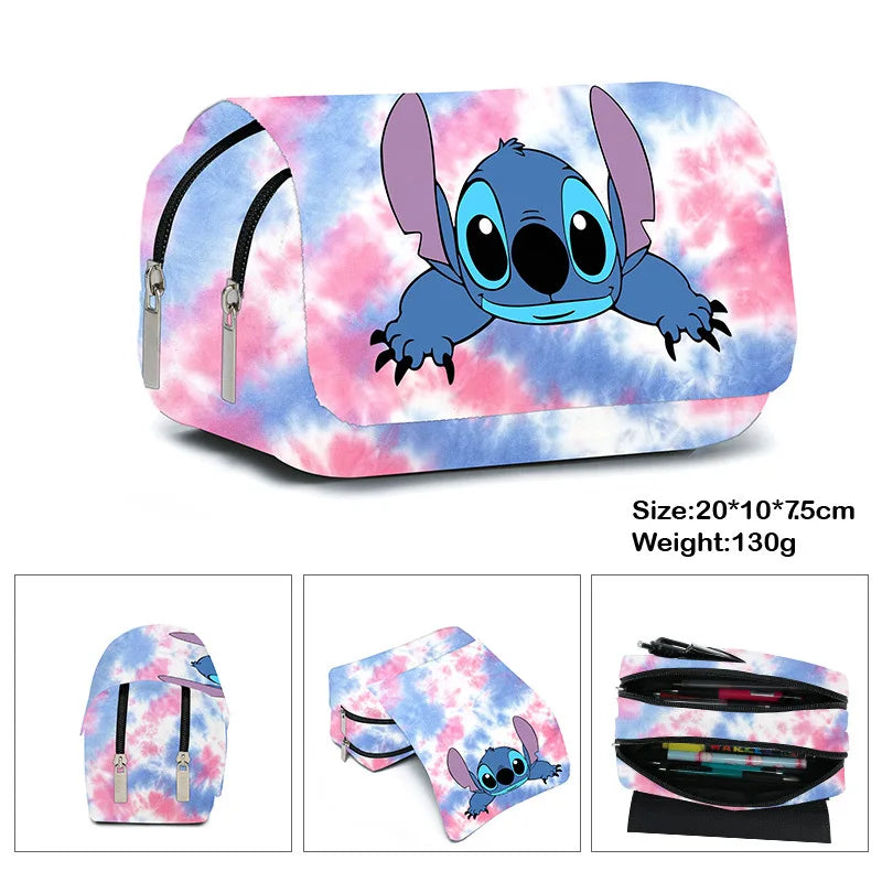 Stitch Fully Printed Flap Pen Bag Stationery Box Pencil Case Primary and Secondary School Girls Anime Kawaii