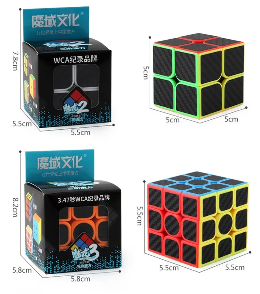 Meilong Carbon Fiber Cube 2x2x2 3x3x3 4x4x4 Pyramid Skew SQ1 Megaminx Puzzle For Beginners and Professionals