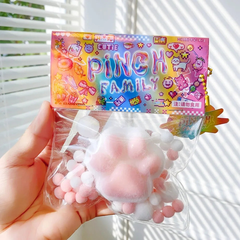 New PU Squeeze Toy Mochi Cat Foot Fidget Toy Antistress Ruduce Stress Fidget Therapy Beads Girl