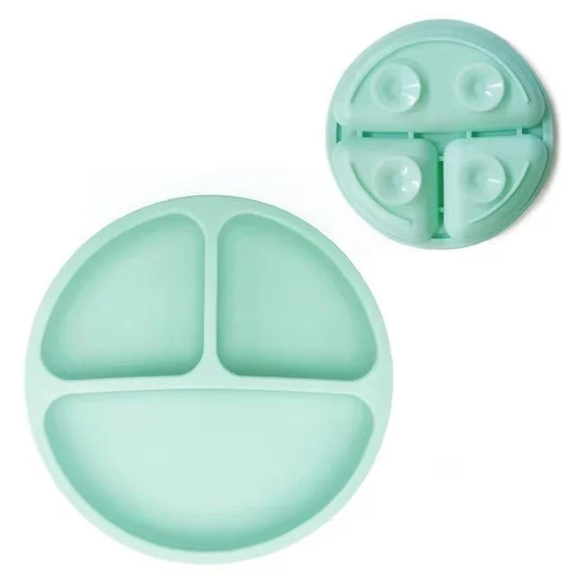 Baby silicone dinner plate integrated infant tableware with suction cup anti-slip and anti-drop children's feeding bowl