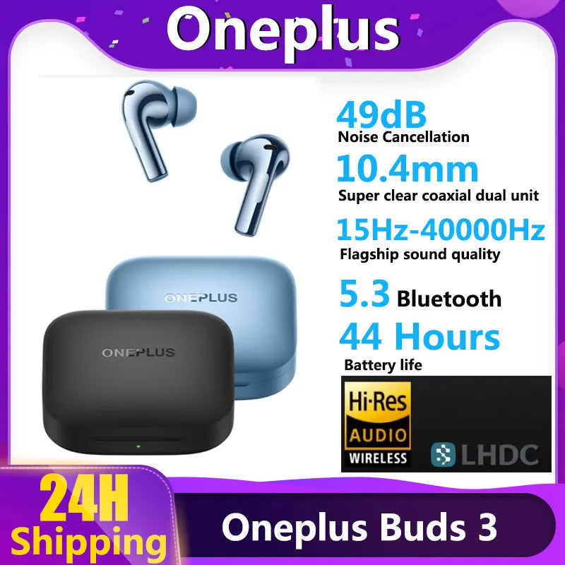 New Official Oneplus Buds 3 TWS Wireless Bluetooth Earphone LHDC 5.0 49dB Active Noise Canceling 44h Battery Life For Oneplus 12