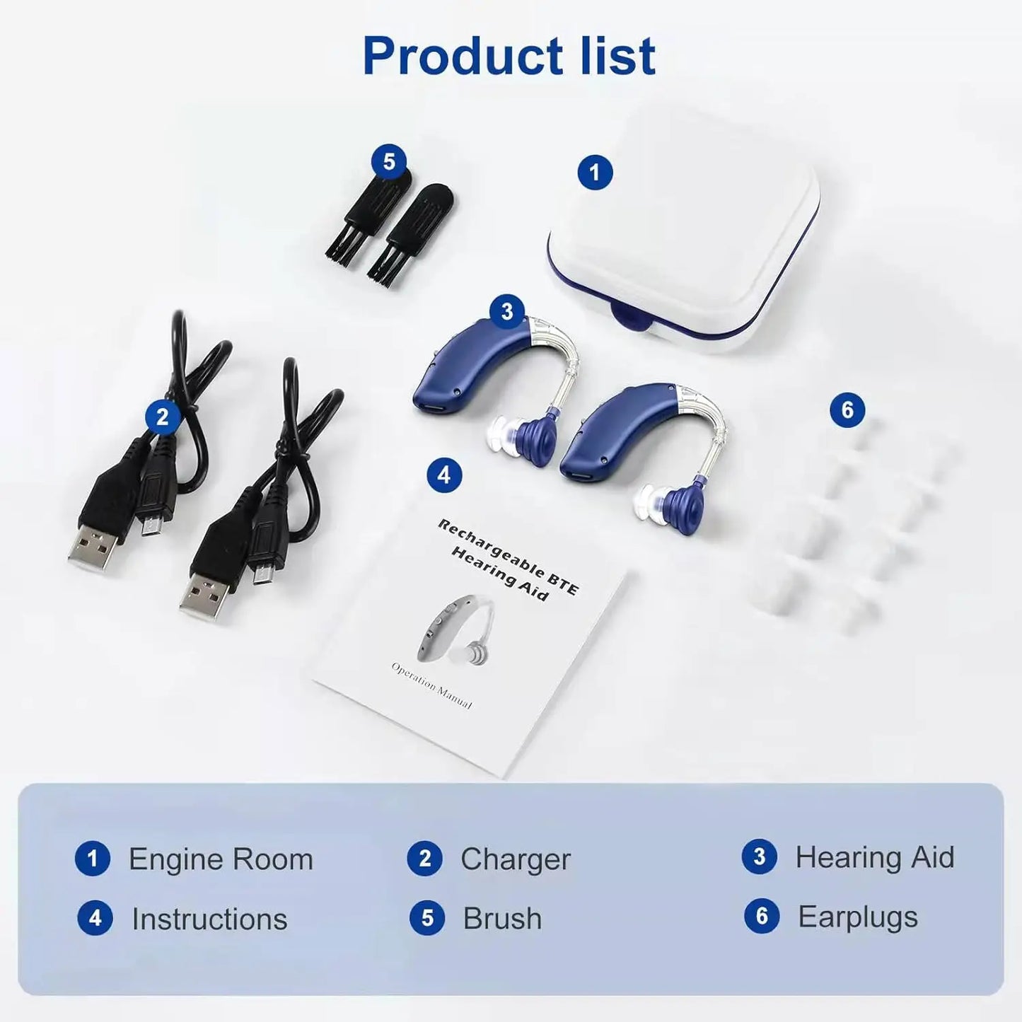 Best Rechargeable Digital BTE Hearing Aid Adjustable Tone Sound Amplifier Portable Deaf Elderly Hearing Aids