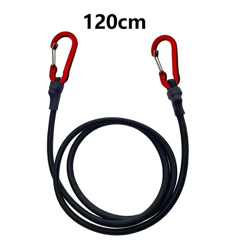 Heavy Duty Bungee Cord Elastic Tie Strap String Carabiner Hooks Kayak Cycling Luggage Packing Ropes Camping  Accessories