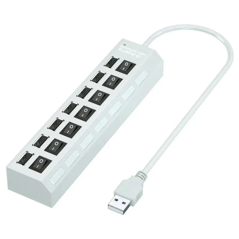 High Speed 4/7 Ports USB HUB 2.0 Adapter Expander Multi USB Splitter Multiple Extender with LED Lamp Switch for PC Laptop