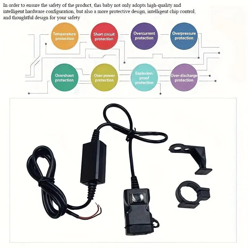 1pc Motocycle Dual USB Charger Adapter Rearview Mirror Waterproof Power Supply Socket For iPhone Samsung Huawei