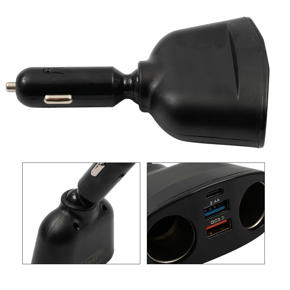 Car Charger 12V/24V Dual USB Power Adapter For QC3.0 Car Cigar Lighter Socket Phone Charger Socket Cigarette Lighter Splitter