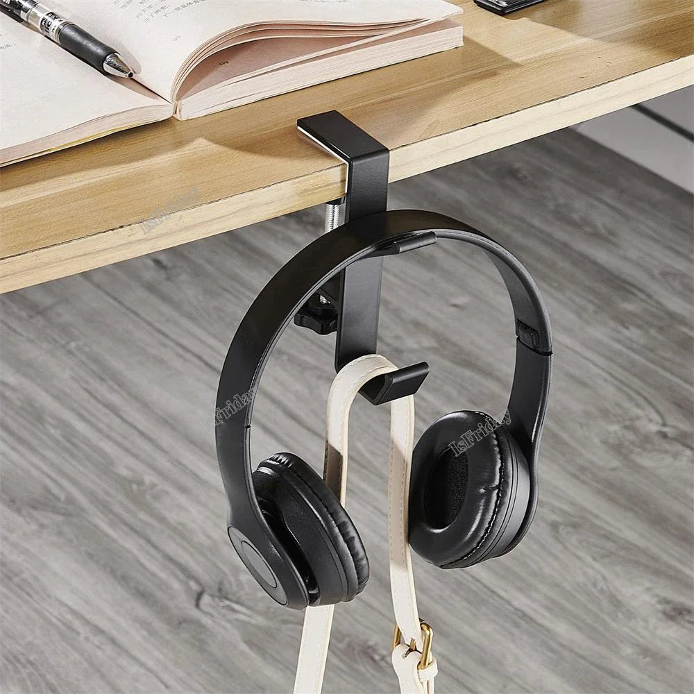 Adjustable Desk Edge Hook Gaming Headset Desk Hanger Student Backpack Storage Hanging Hook Punch-free Home Office Organizer