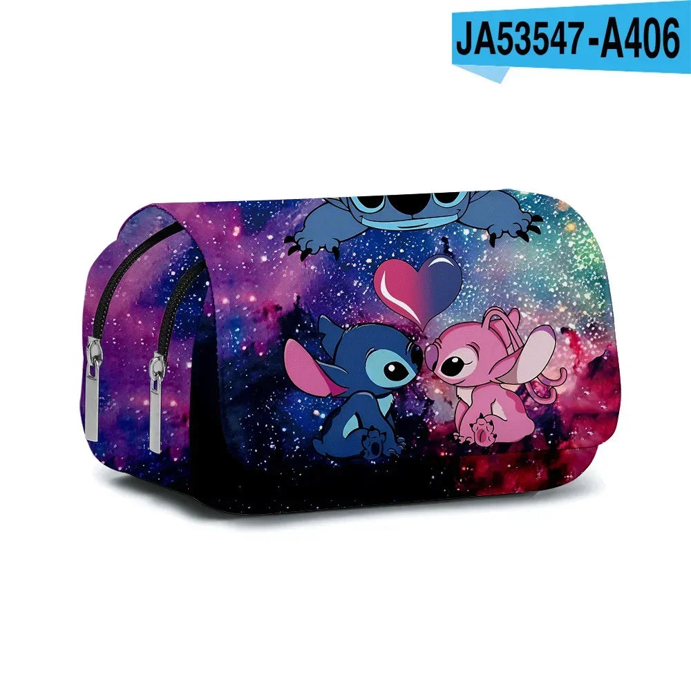 Stitch Fully Printed Flap Pen Bag Stationery Box Pencil Case Primary and Secondary School Girls Anime Kawaii