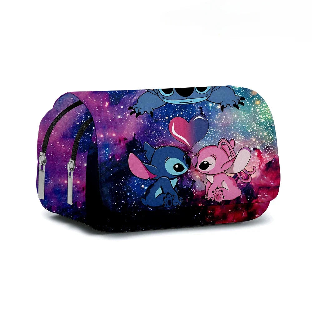 Stitch Fully Printed Flap Pen Bag Stationery Box Pencil Case Primary and Secondary School Girls Anime Kawaii