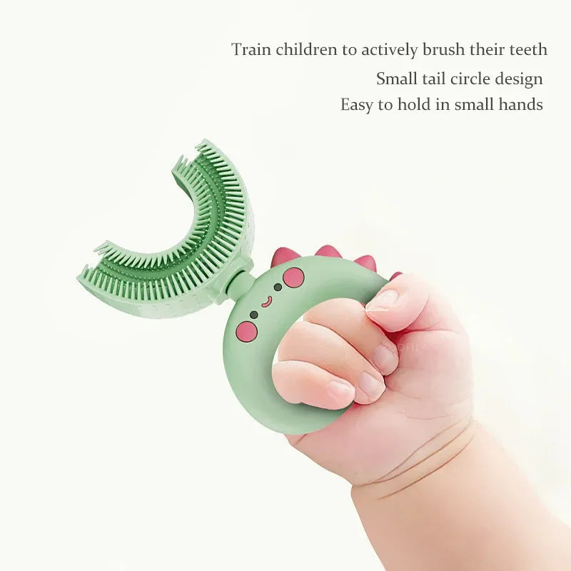 360 Degree U-shaped Baby Toothbrush Cute Cartoon Children Teethbrush Oral Care Cleaning Brush Silicone Kids Toothbrush Oral Tool