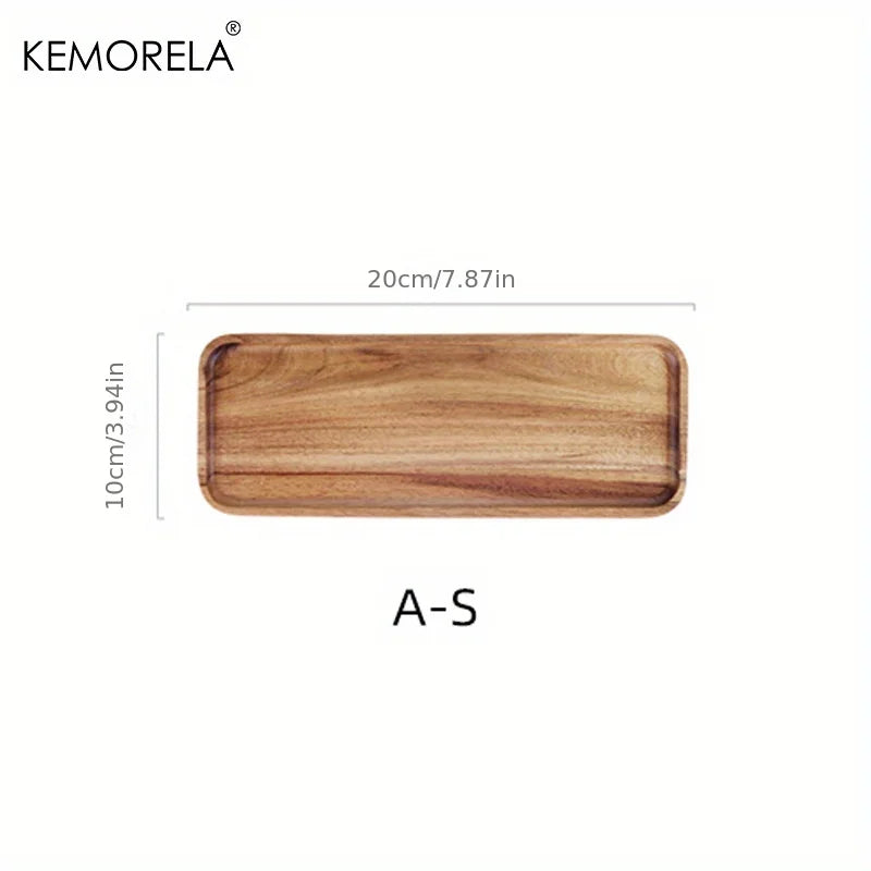 KEMORELA 1PCS Acacia Wood Coffee Tray Food CupTrays Decorative Wood Tray Dessert Candy Bamboo Tray Gongfu Tea Tray