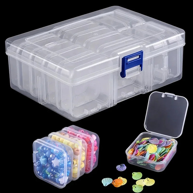 Transparent Plastic Box, Packaging Box, Female Jewelry Portable Handheld Diy Handmade Material Desktop Storage Set Box