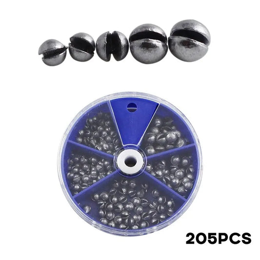 Lead Fishing Sinkers 205pcs Open Lead Pendant With Storage Box 0.2g 0.3g 0.4g 0.6g 0.8g For Casting And Deep Water Fishing Pesca