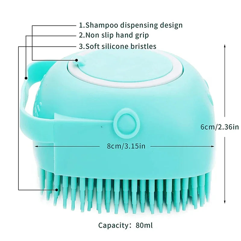 Silicone Dog Cat Shower Brush Pet Shampoo Dispenser Massager Bath Brush Bathroom Puppy Washing Grooming Brush Dog Accessories