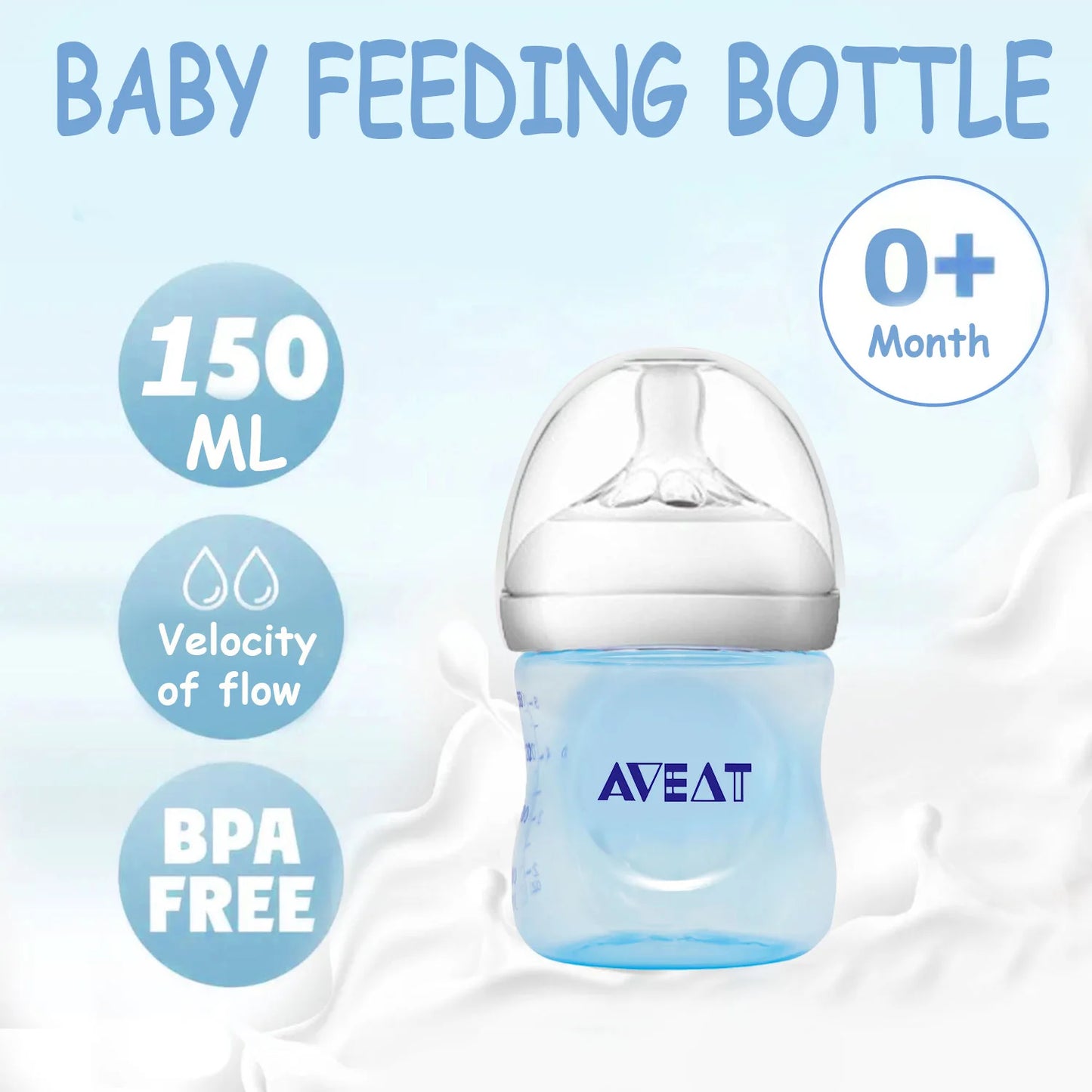 1PCS 150/250 ml baby petal-shaped pacifier feeding bottle, 5.5 cm caliber, PP bottle, drop resistant