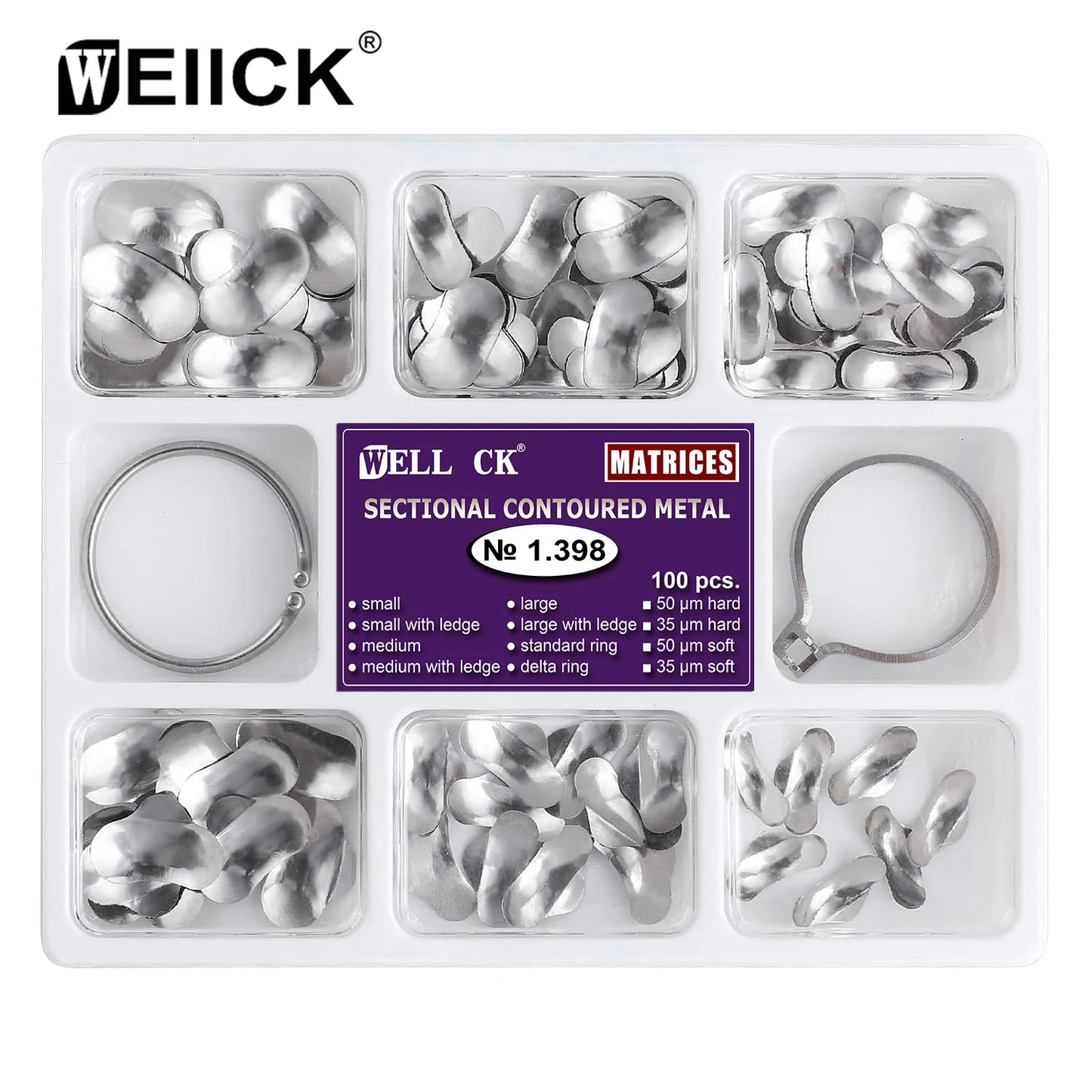 Well CK Dental Matrix Sectional Contoured Metal Matrices Bands Dental Matrix Rings Full Teeth Replacement Dentsit Oral Care