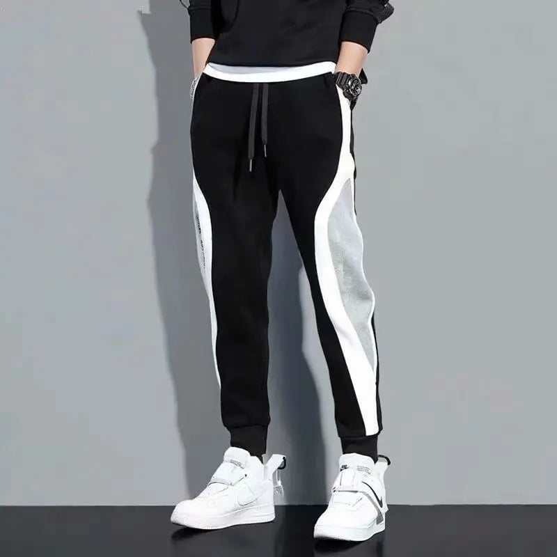 Men's Sports Pants Spring Autumn Male Loose Fitting Leggings Patchwork Running Training Casual Pants Fashion Outfit Trousers