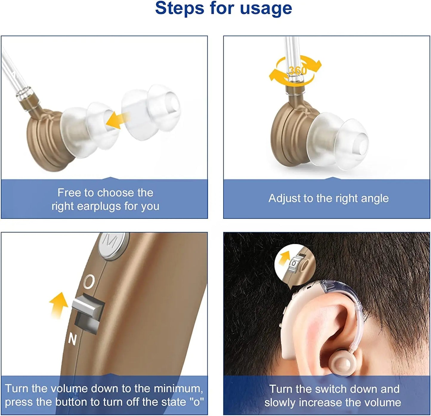 Best Rechargeable Digital BTE Hearing Aid Adjustable Tone Sound Amplifier Portable Deaf Elderly Hearing Aids