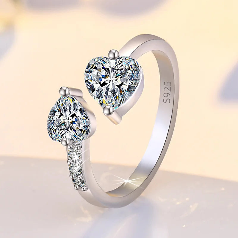 New 925 Sterling Silver Ring Heart Sparkle AAA Zircon High Quality For Women Rings Wedding Fine Jewelry Accessories Party Gift