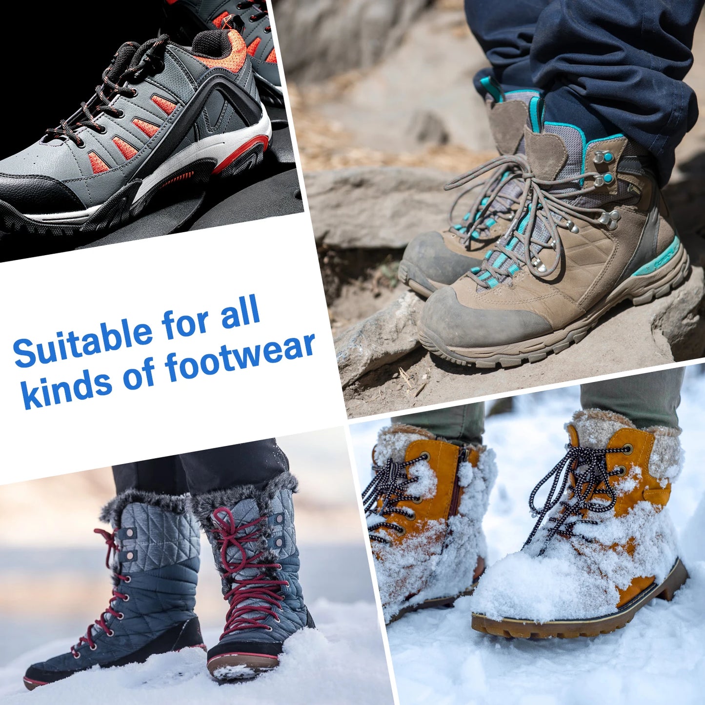 Tomshoo 32 Teeth Ice Gripper Spike for Shoes Anti Slip Hiking Climbing Snow Spikes Crampons Cleats Chain Claws Grips Boots Cover