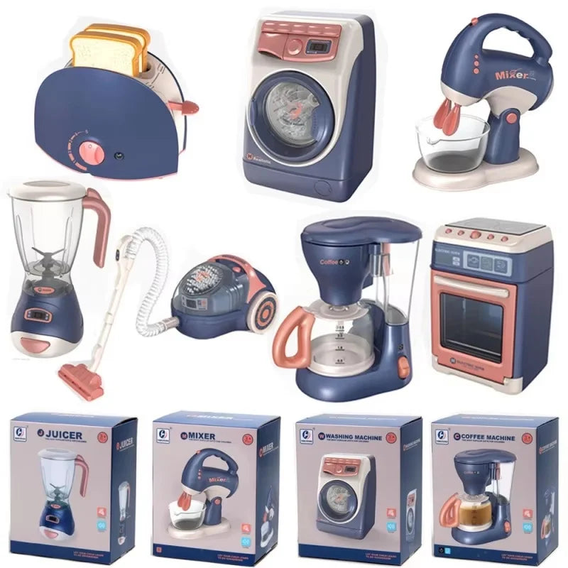 6 Piece Set Of Children's Home Appliances Kitchen Toys Boys And Girls Simulation Electric Washing Machine Small Homes Appliances