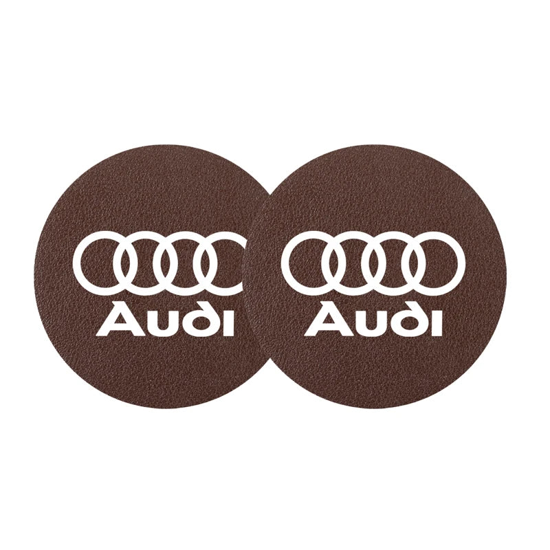 2Pcs Leather Coaster Anti-noise Water Cup Pad Cushion For Audi Sline A3 A1 A4 A6 B8 A5 B7 C7 A7 A8 B9 B6 C6 Q2 Q3 Q5 Q7 Q8 TT S3