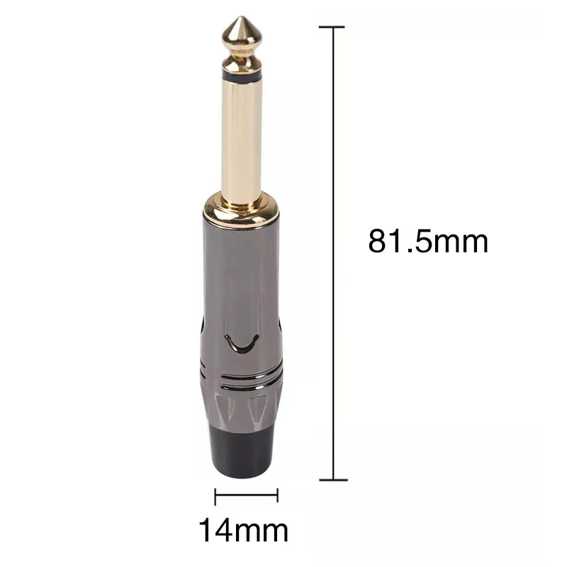 1Pcs 2 Pole Mono Stereo Jack 6.35mm Connector Gold-Plated 6.3MM 1/4 Inch Plug Audio Microphone Cable Connector