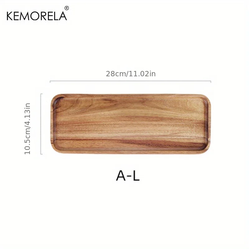 KEMORELA 1PCS Acacia Wood Coffee Tray Food CupTrays Decorative Wood Tray Dessert Candy Bamboo Tray Gongfu Tea Tray