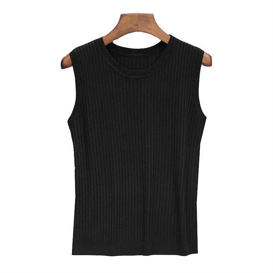 Summer Sleeveless Blouse Women O-neck Knitted Blouse Shirt Women Clothes Women Tops