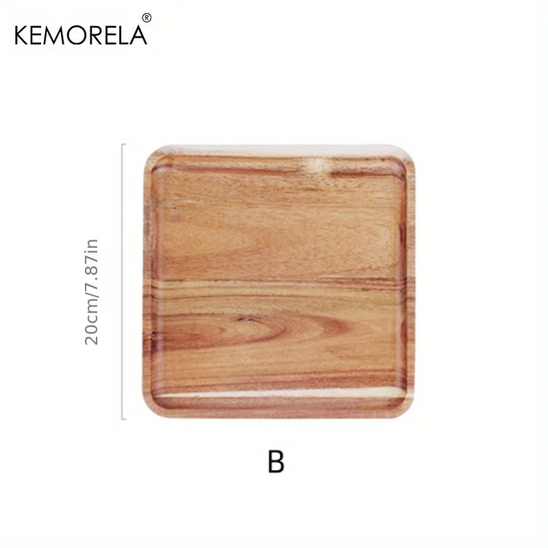 KEMORELA 1PCS Acacia Wood Coffee Tray Food CupTrays Decorative Wood Tray Dessert Candy Bamboo Tray Gongfu Tea Tray