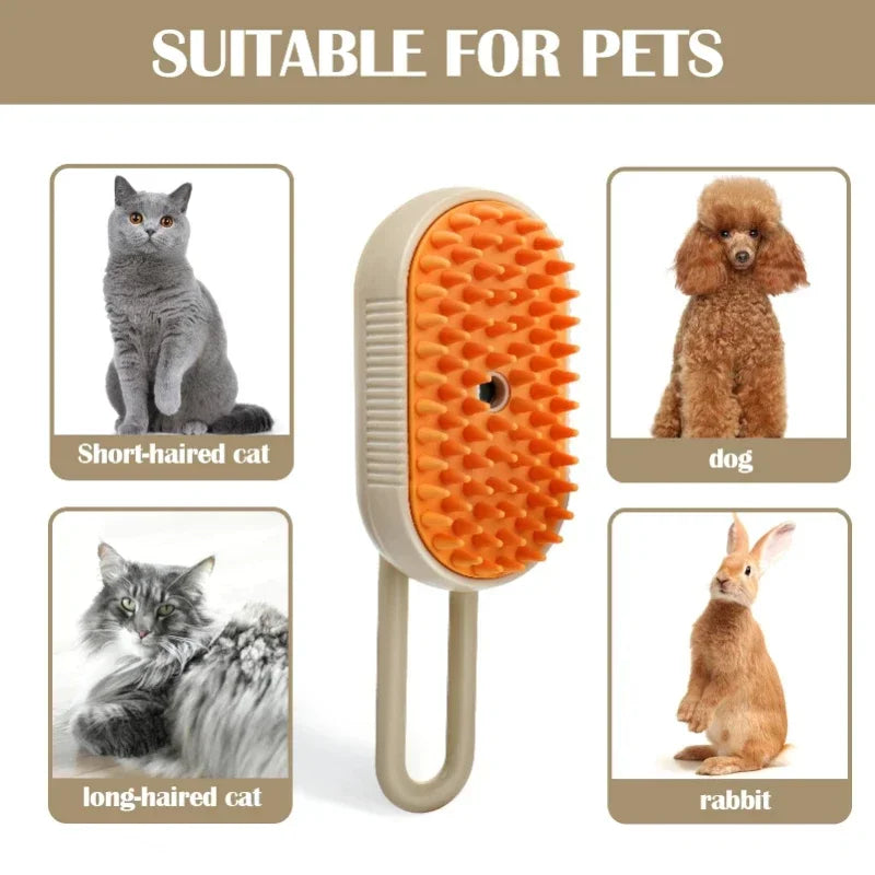 Steam Brush Cat Brush Cats Foldable Comb Pet Hair Brush Remover Pets Cleaning Steamy Spray Massage Comb 3in1 Grooming Supplies