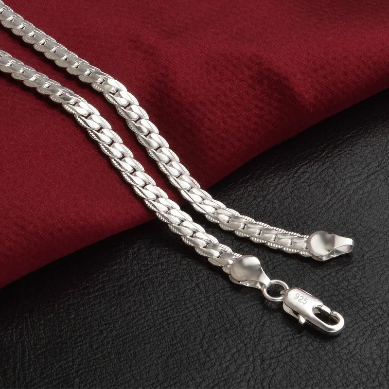 20-60cm 925 Sterling Silver Luxury Brand Design Noble Necklace Chain For Woman Men Fashion Wedding Engagement Jewelry Gifts