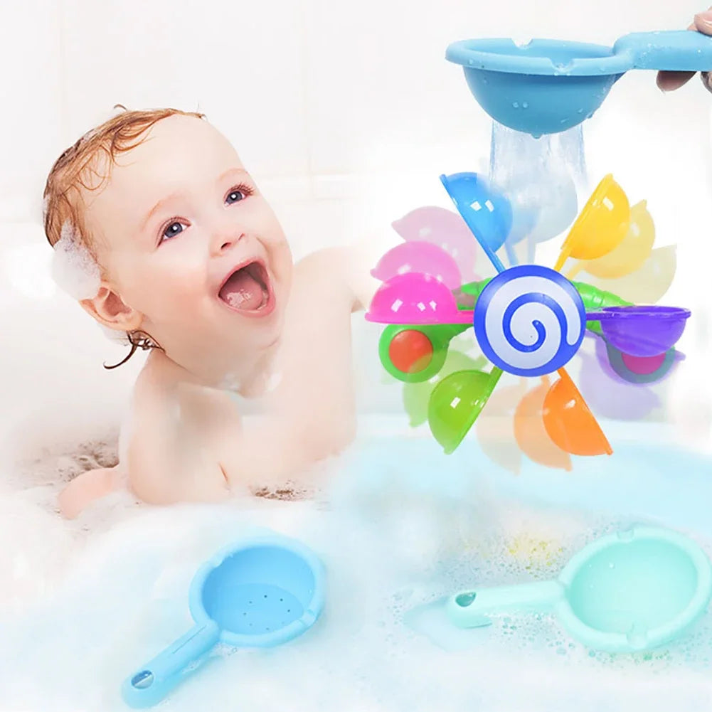 Colorful Water Wheel Bathing Sucker Bathtub Water Spray Play Set Shower Sprinkler Toy Baby Bath Toys For Kids Toddler Gifts